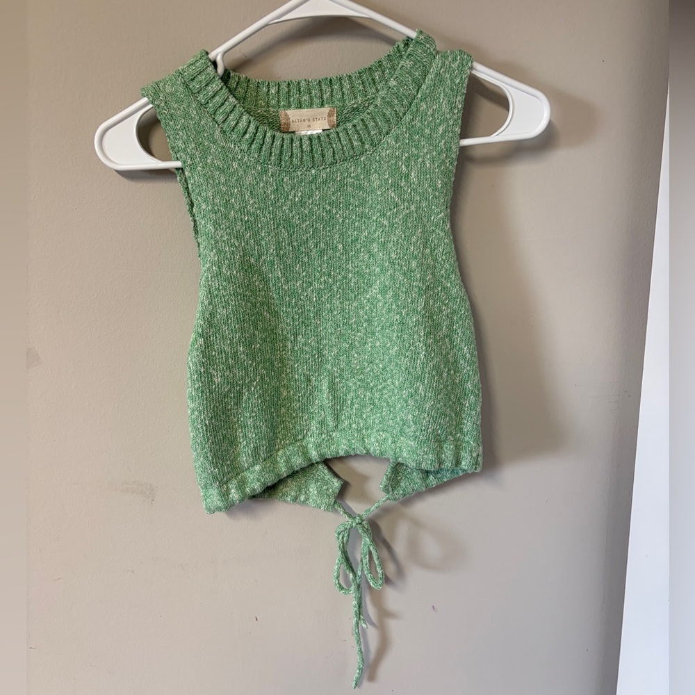 NWT Altar'd State Mint Knit Crop Top w Drawstring Medium. - Picture 1 of 6